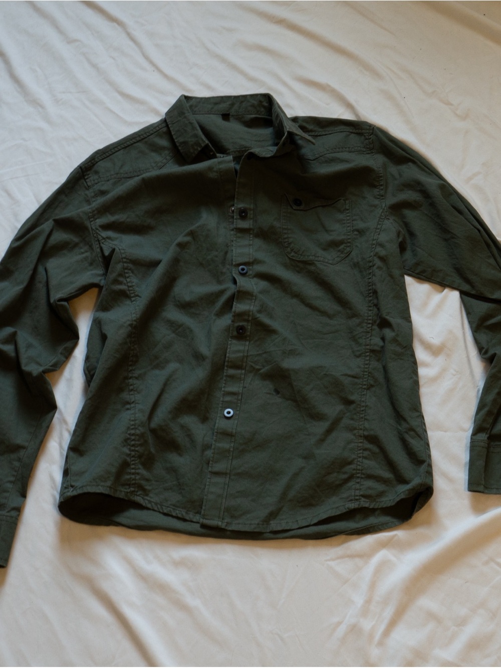 Olive Green Button-Up Shirt